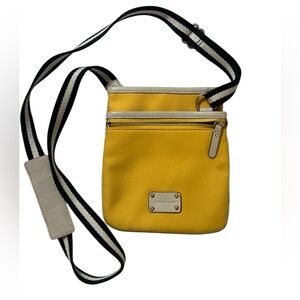 Michael Kors Yellow Canvas Blue and White stripe bag.